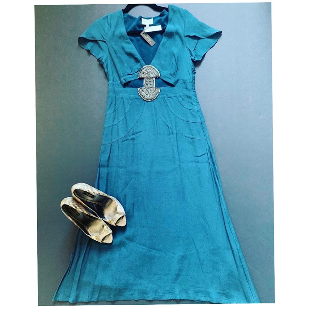 Sophisticated teal occasion dress